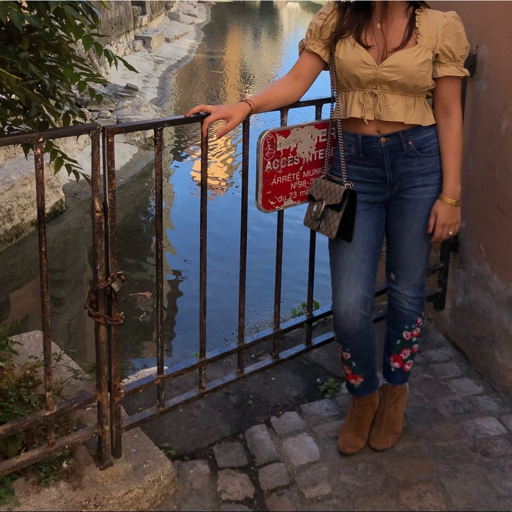 Madewell floral embroidered jeans